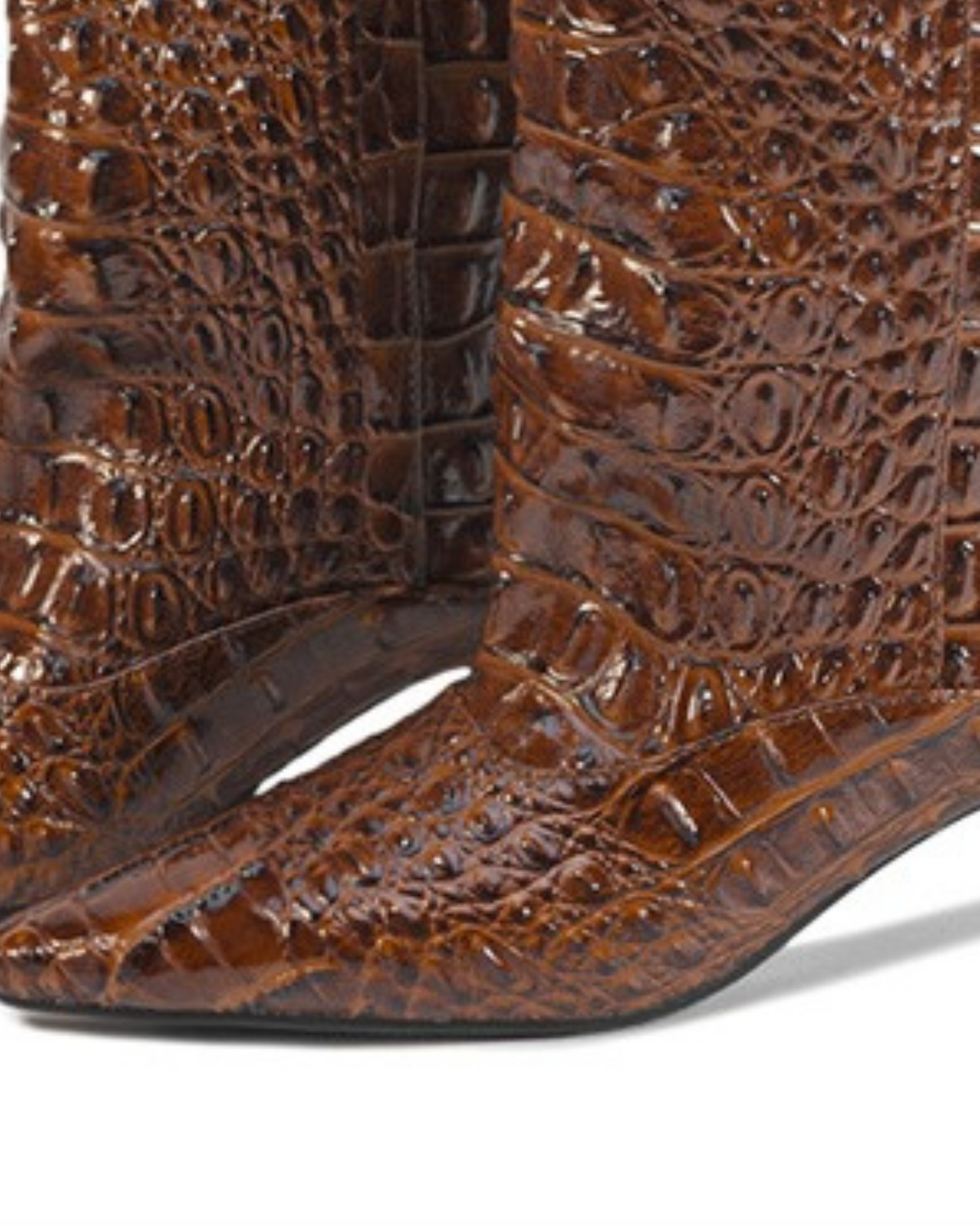 Wide-Calf Crocodile-Print Knee-High Boots - detail