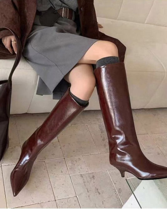 Wide-Calf Pointed-Toe Tall Boots
