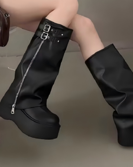 Wide-Calf Slouchy Knee-High Boots