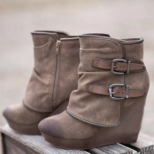 Wide-Fit Chunky Ankle Boots - front view - Photo 1