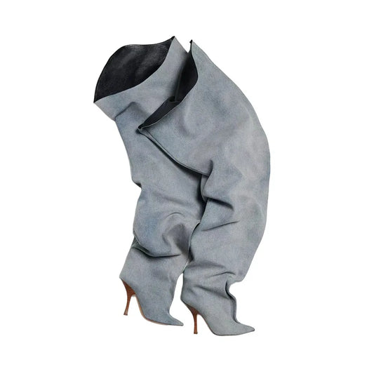 Wide-Calf Pointed Stiletto Over-The-Knee Boots - View 1