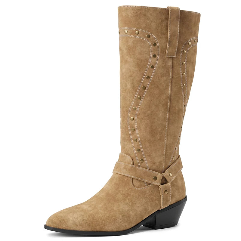 Wide-Calf Western Knee-High Boots - Styled View 7