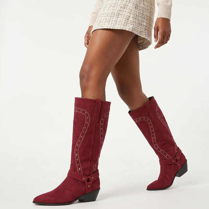 Wide-Calf Western Knee-High Boots - Detail 3